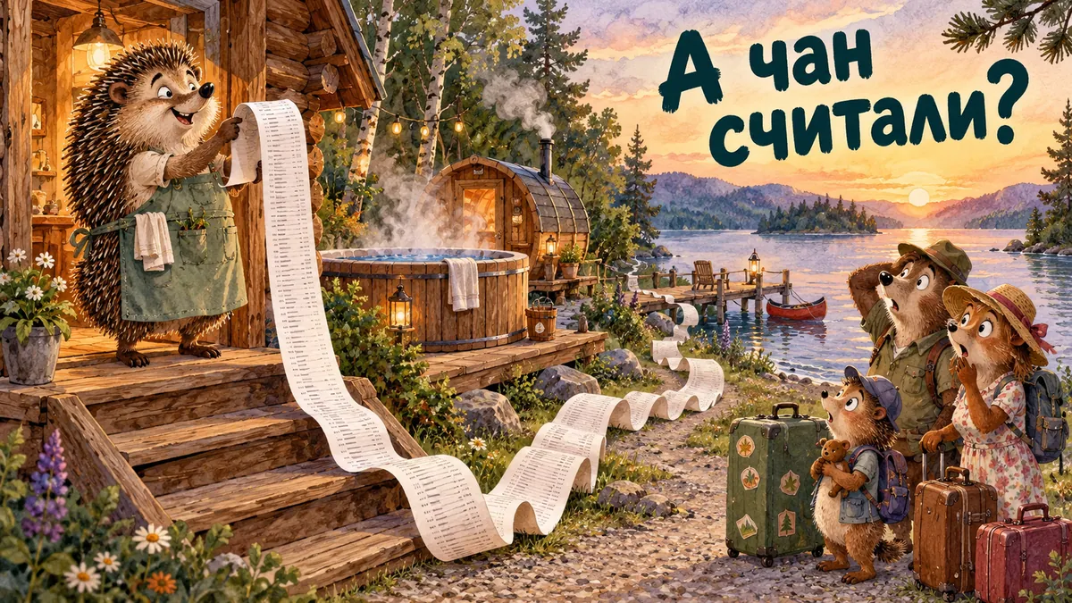 Обложка статьи: Счёт гостя на базе отдыха: как собрать проживание, баню и кафе в один чек